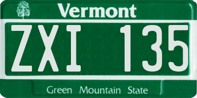 VT license plate ZXI135