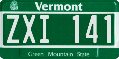 VT license plate ZXI141