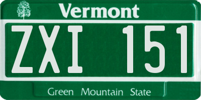 VT license plate ZXI151