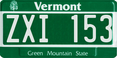 VT license plate ZXI153