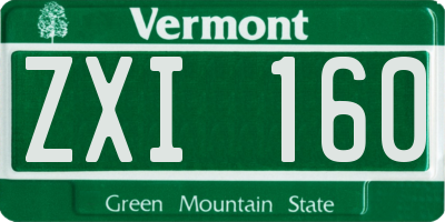 VT license plate ZXI160