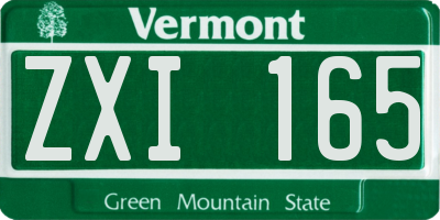 VT license plate ZXI165