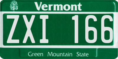 VT license plate ZXI166