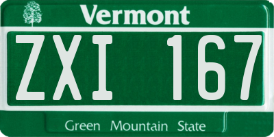 VT license plate ZXI167