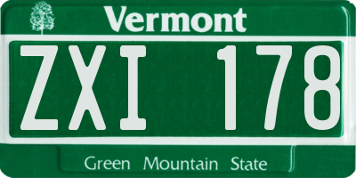 VT license plate ZXI178