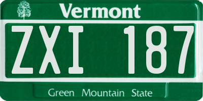 VT license plate ZXI187