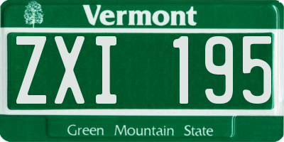 VT license plate ZXI195