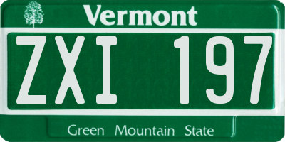 VT license plate ZXI197