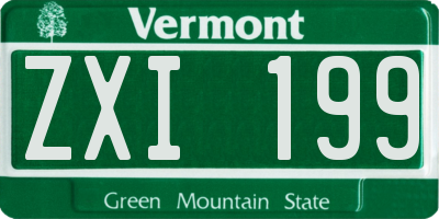 VT license plate ZXI199