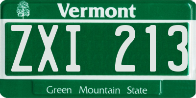 VT license plate ZXI213