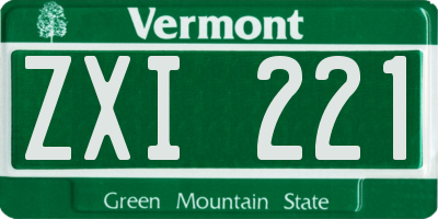 VT license plate ZXI221