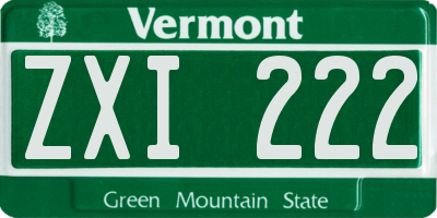 VT license plate ZXI222