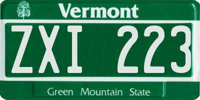 VT license plate ZXI223