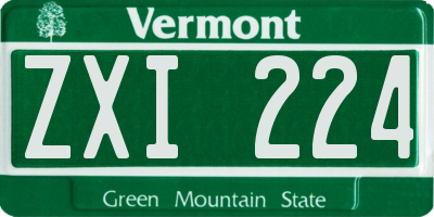 VT license plate ZXI224