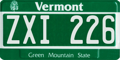 VT license plate ZXI226