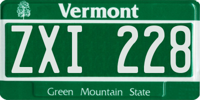 VT license plate ZXI228