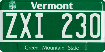 VT license plate ZXI230