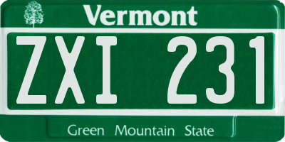 VT license plate ZXI231
