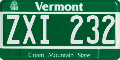 VT license plate ZXI232