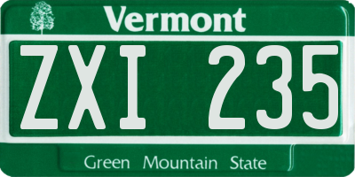 VT license plate ZXI235