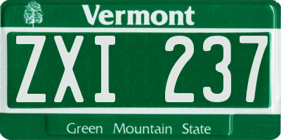 VT license plate ZXI237