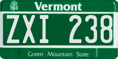 VT license plate ZXI238