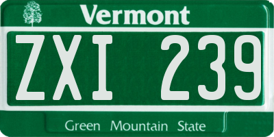 VT license plate ZXI239