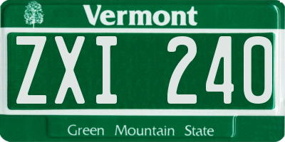 VT license plate ZXI240