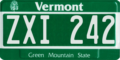 VT license plate ZXI242