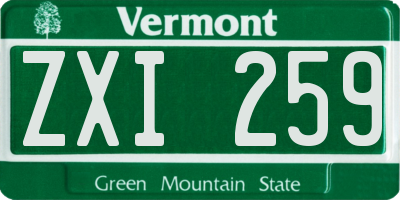 VT license plate ZXI259