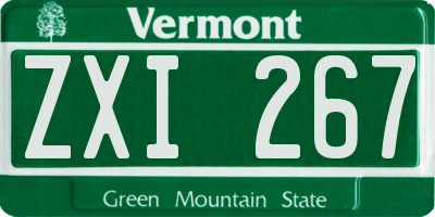 VT license plate ZXI267
