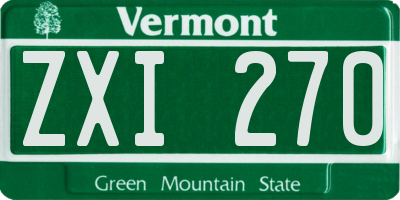 VT license plate ZXI270