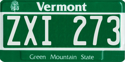 VT license plate ZXI273