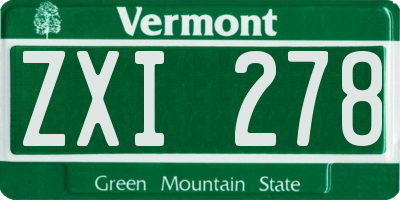 VT license plate ZXI278