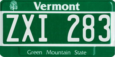VT license plate ZXI283