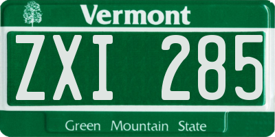 VT license plate ZXI285