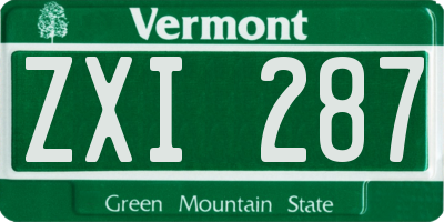 VT license plate ZXI287