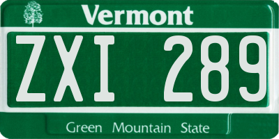 VT license plate ZXI289