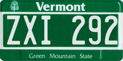 VT license plate ZXI292