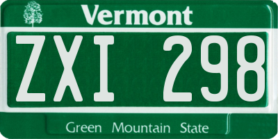 VT license plate ZXI298