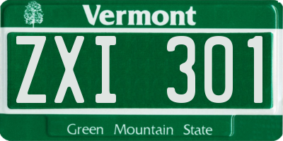 VT license plate ZXI301