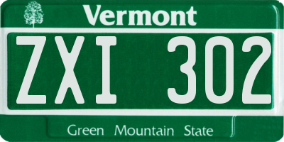 VT license plate ZXI302