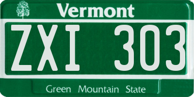 VT license plate ZXI303