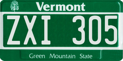 VT license plate ZXI305