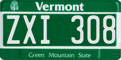 VT license plate ZXI308