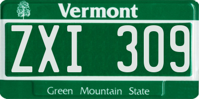 VT license plate ZXI309