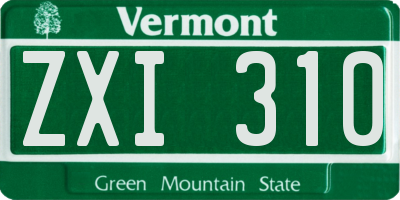 VT license plate ZXI310