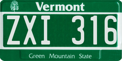 VT license plate ZXI316