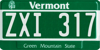 VT license plate ZXI317