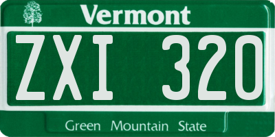 VT license plate ZXI320